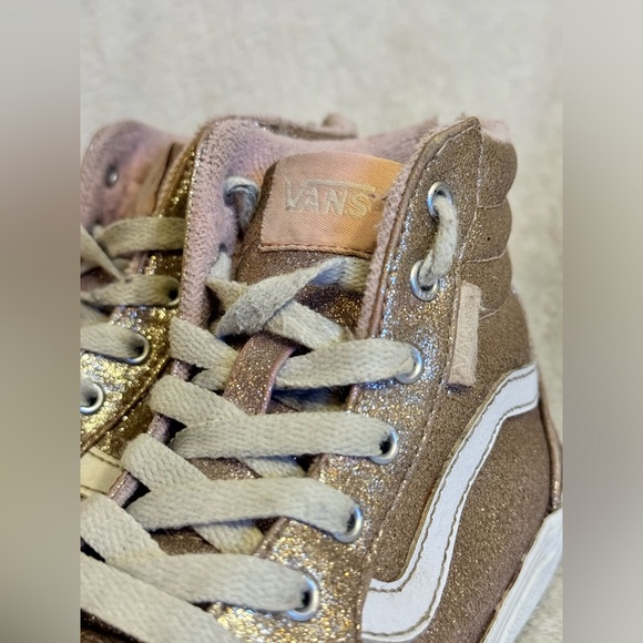 Vans 1 Youth SK8 Hi Top Glitter Rose Gold Sneakers - Picture 5 of 10